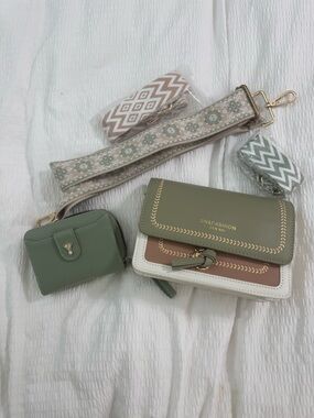 Olive Green Crossbody Bag with Removable Straps